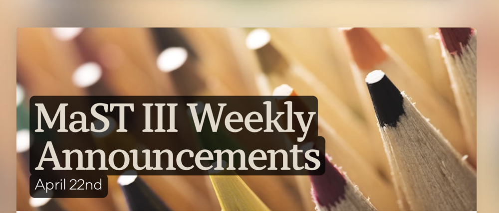 Announcements - April 22nd