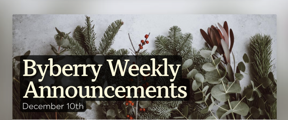 Announcements - December 10th