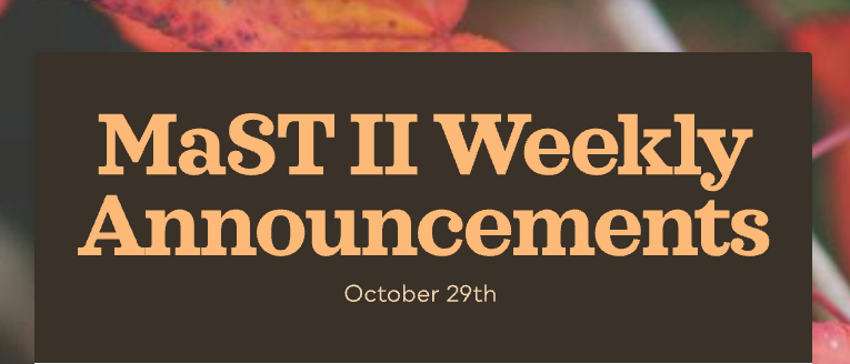 Announcements - October 29th