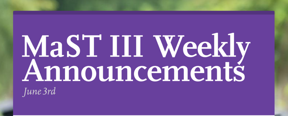 Announcements - June 3rd