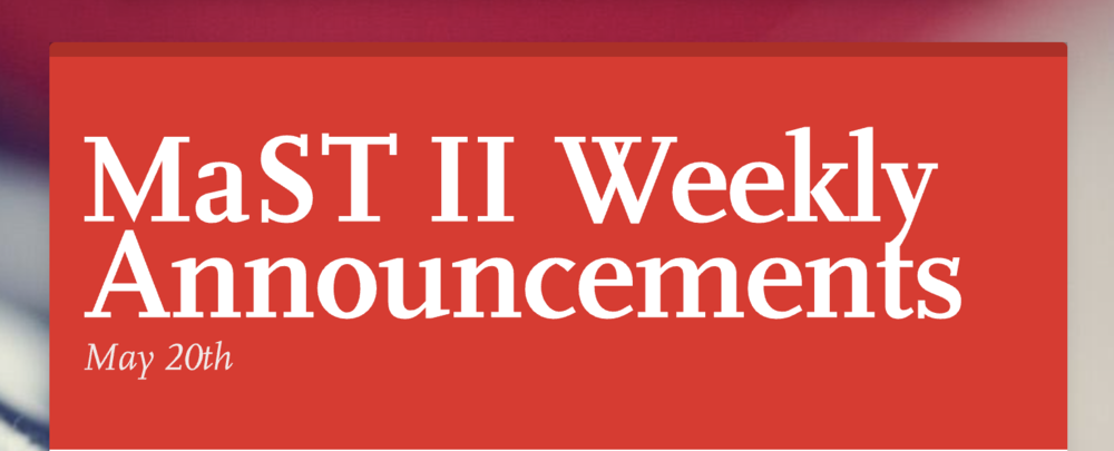 Announcements - May 20th