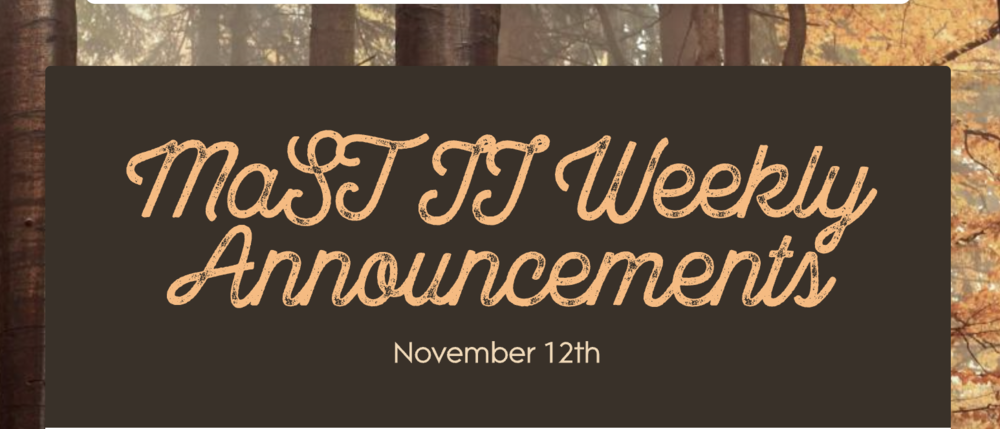 Announcements - November 12th