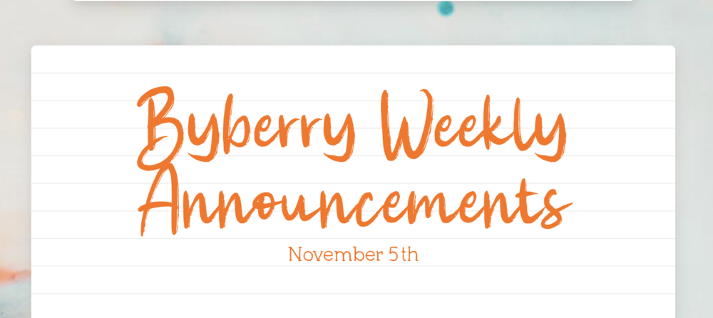 Announcements - November 5th