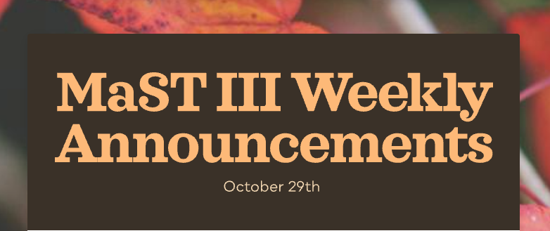 Announcements - October 29th