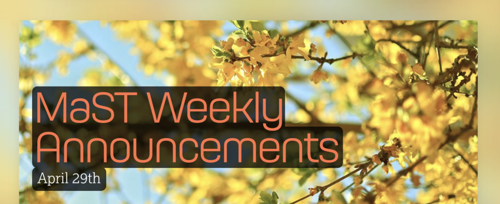 Announcements - April 29th
