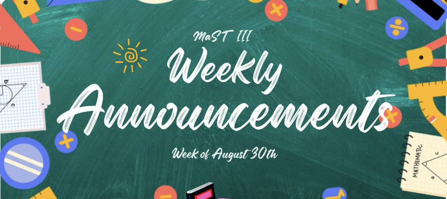 Weekly Announcements - August 30th