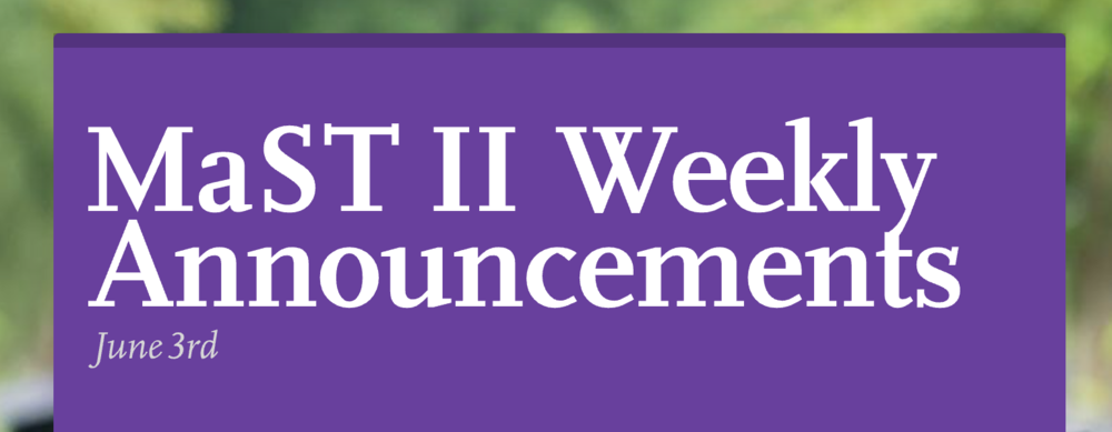 Announcements - June 3rd