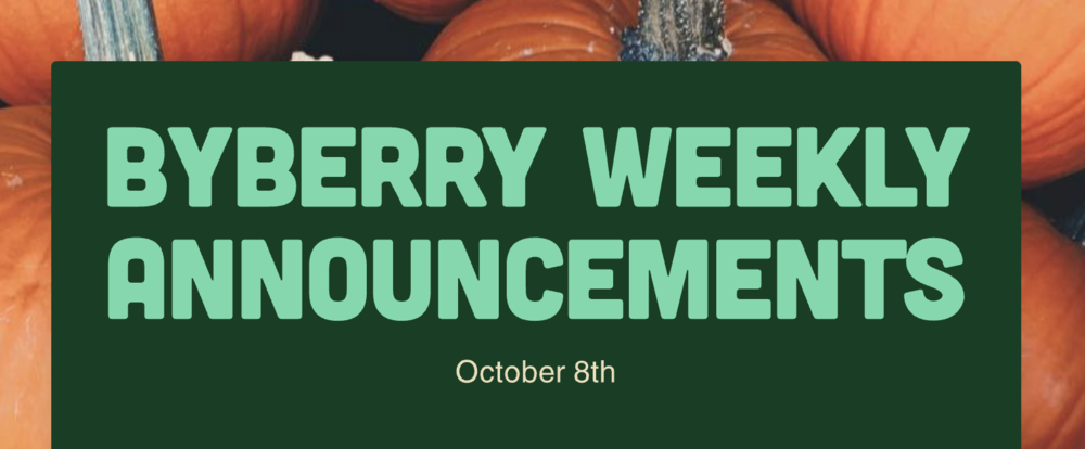 Announcements - October 8th