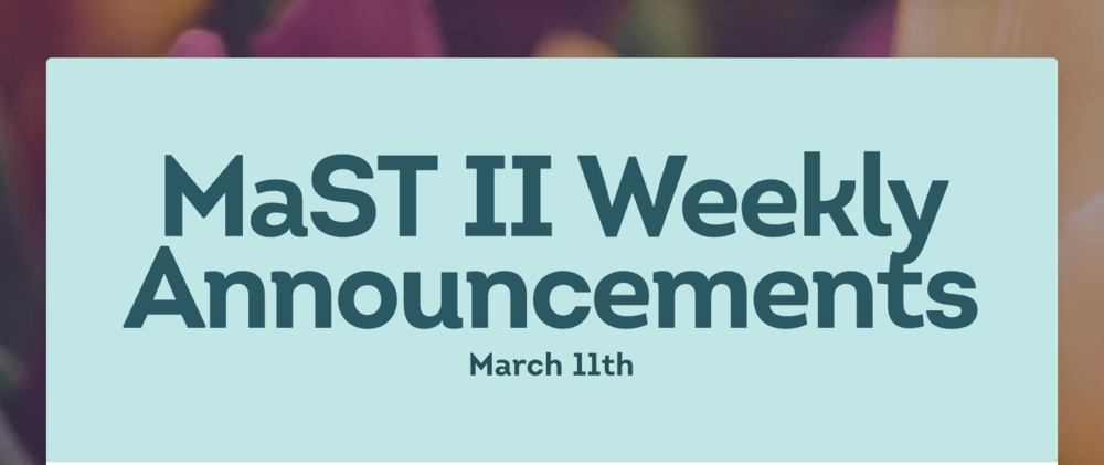 Announcements - March 11th