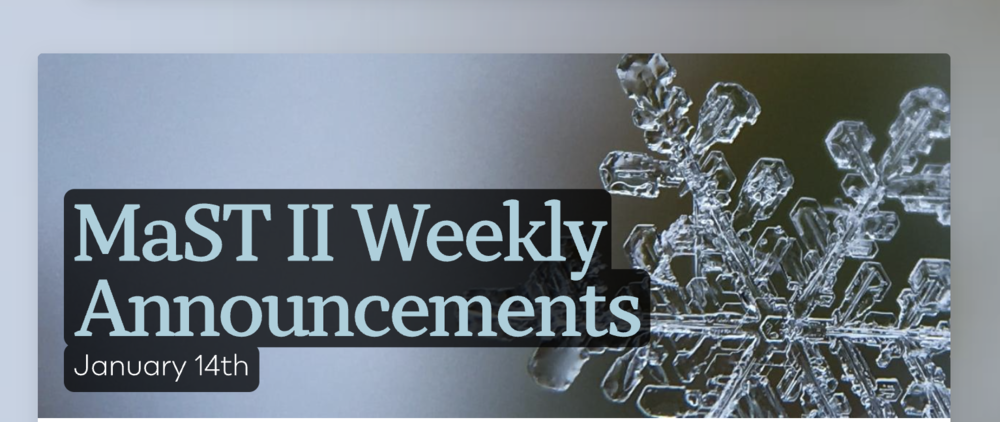 Announcements - January 14th