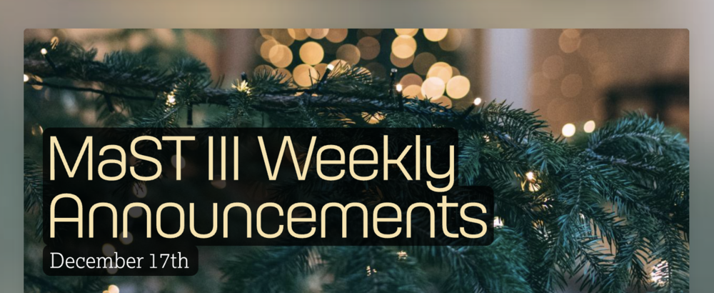 Announcements - December 17th