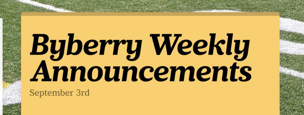 byberry weekly announcements for 9/3