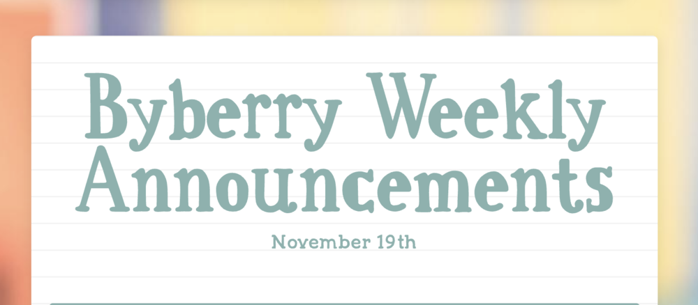 Announcements - November 19th