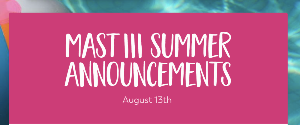 Announcements - August 13th
