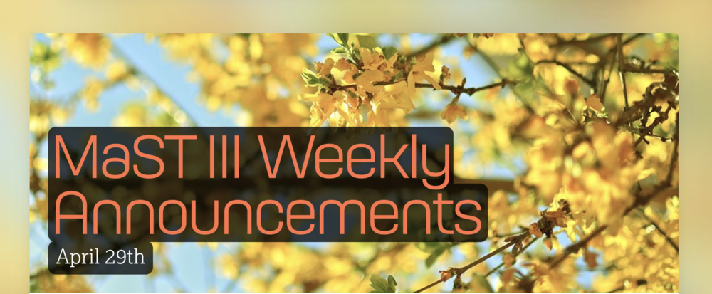 Announcements - April 29th