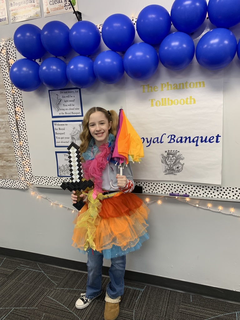 To celebrate finishing our novel study of The Phantom Tollbooth, our fifth graders threw their very own Royal Banquet—just like in the story! 👑📚 Students dressed up as the book’s unique characters, enjoyed the movie, and snacked on some clever wordplay treats. It was a day full of creativity, laughter, and fun!✨💙