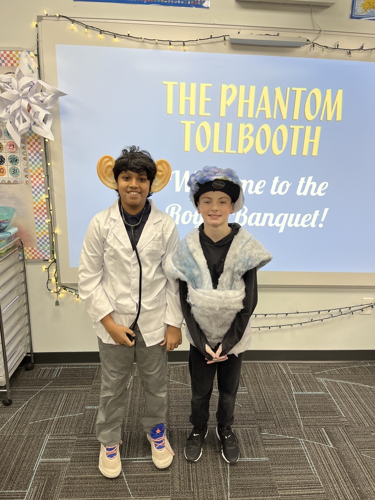 To celebrate finishing our novel study of The Phantom Tollbooth, our fifth graders threw their very own Royal Banquet—just like in the story! 👑📚 Students dressed up as the book’s unique characters, enjoyed the movie, and snacked on some clever wordplay treats. It was a day full of creativity, laughter, and fun!✨💙