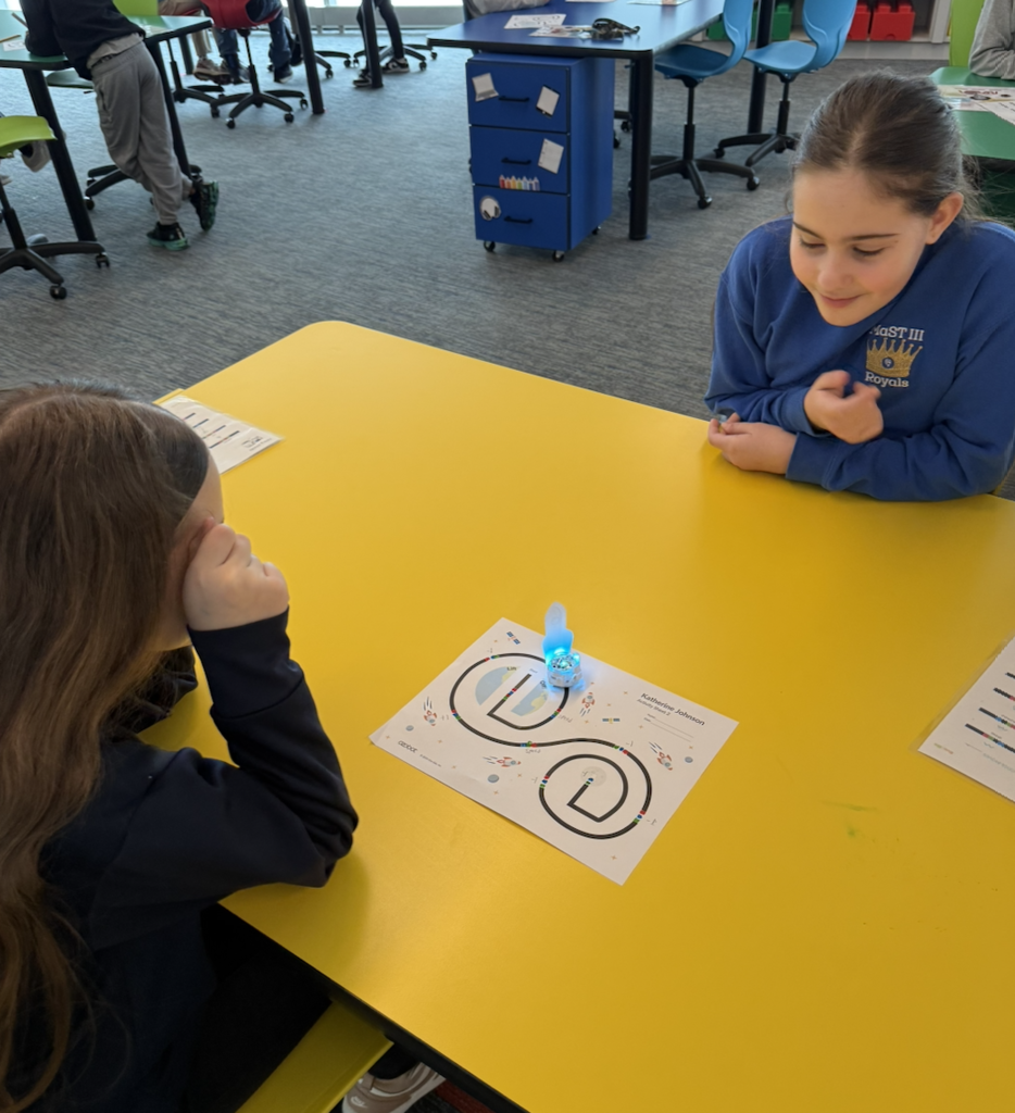 In honor of Black History Month, 3rd-grade students learned about Katherine Johnson’s incredible impact on space exploration and then put it into action! 🚀 Students coded their Ozobots to travel from Earth to the Moon, using math and color codes to land perfectly 🌕