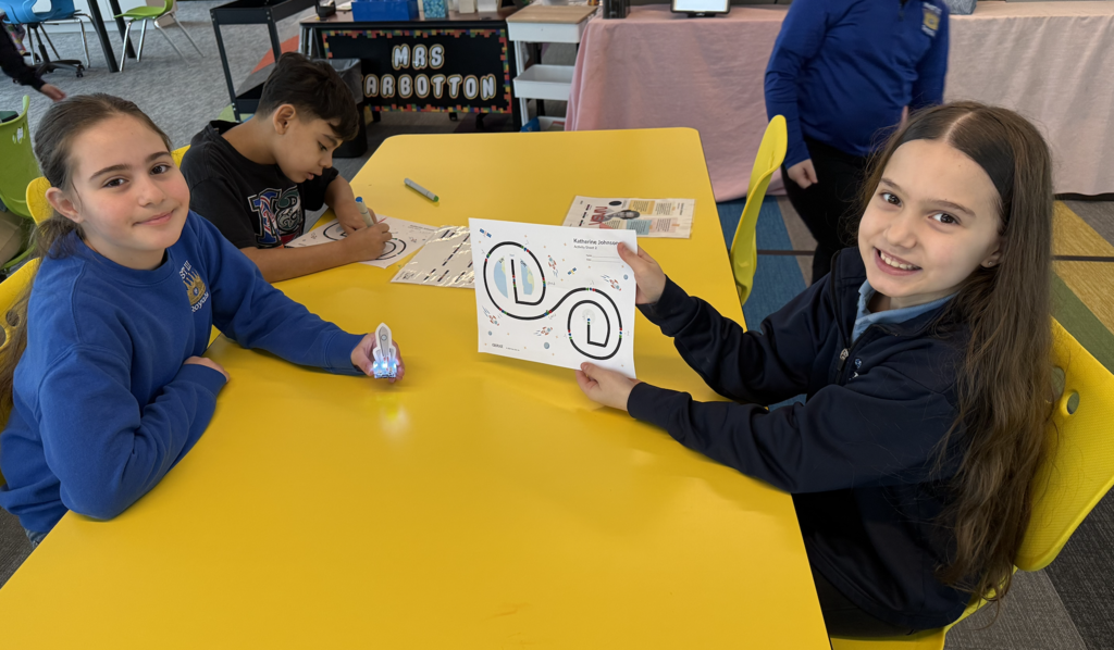 In honor of Black History Month, 3rd-grade students learned about Katherine Johnson’s incredible impact on space exploration and then put it into action! 🚀 Students coded their Ozobots to travel from Earth to the Moon, using math and color codes to land perfectly 🌕