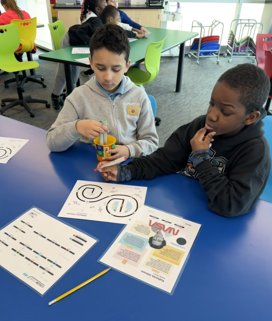 In honor of Black History Month, 3rd-grade students learned about Katherine Johnson’s incredible impact on space exploration and then put it into action! 🚀 Students coded their Ozobots to travel from Earth to the Moon, using math and color codes to land perfectly 🌕