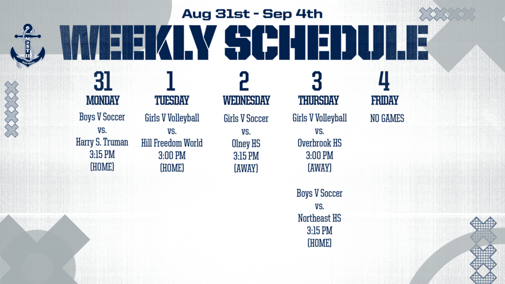 Weekly Athletic Schedule