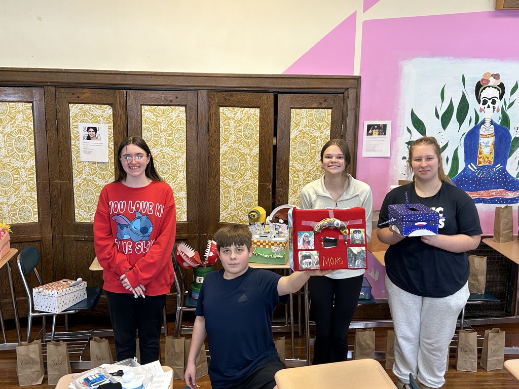 Students exchanging Valentine boxes