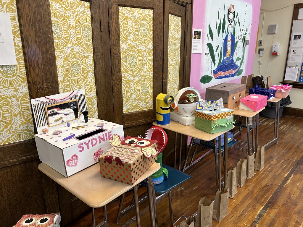 Students exchanging Valentine boxes