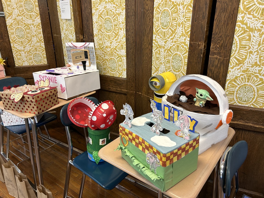 Students exchanging Valentine boxes