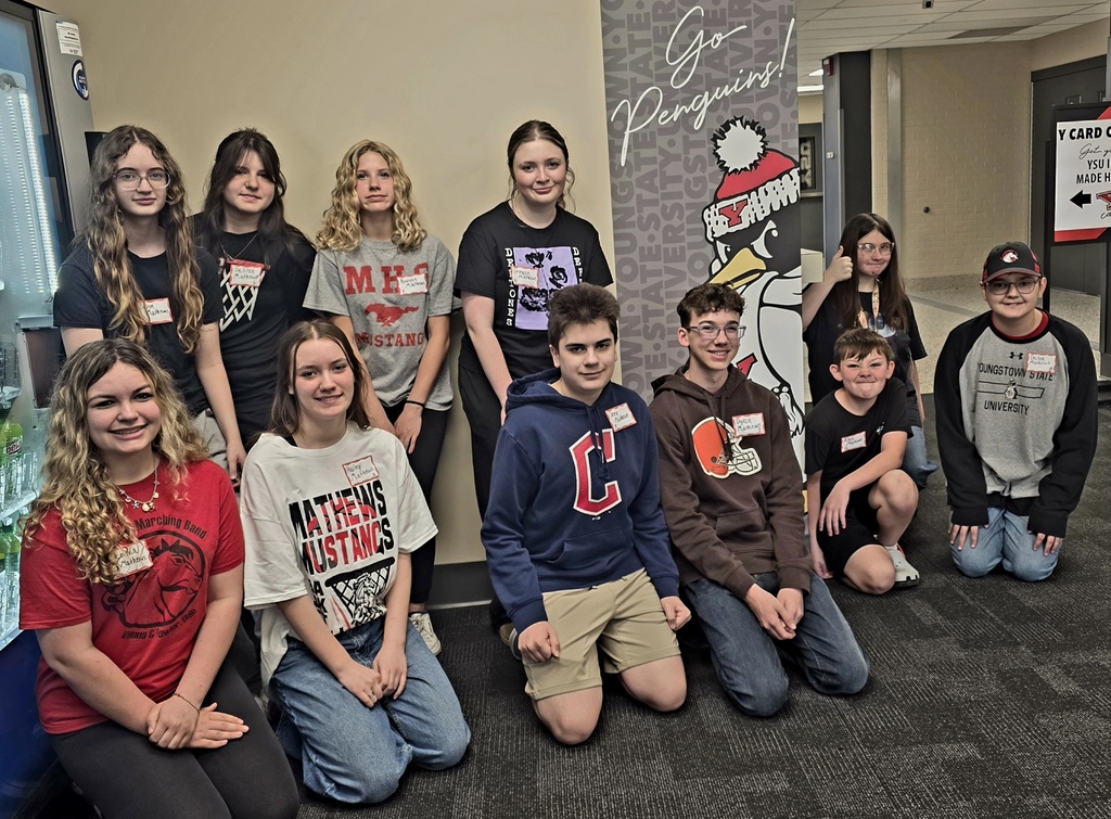 A group of Mathews Local Schools students attend the 48th Annual English Festival at Youngstown State University, where they participated in writing workshops, met authors, competed in literature trivia, and connected with students from other schools.