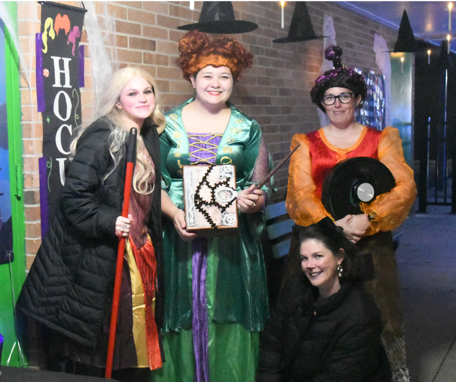 Staff dressed up as Hocus Pocus characters for the Franklin Trick or Treat event