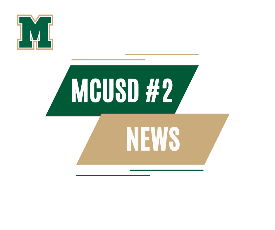 MCUSD2 branded graphic. Says "MCUSD #2 News"