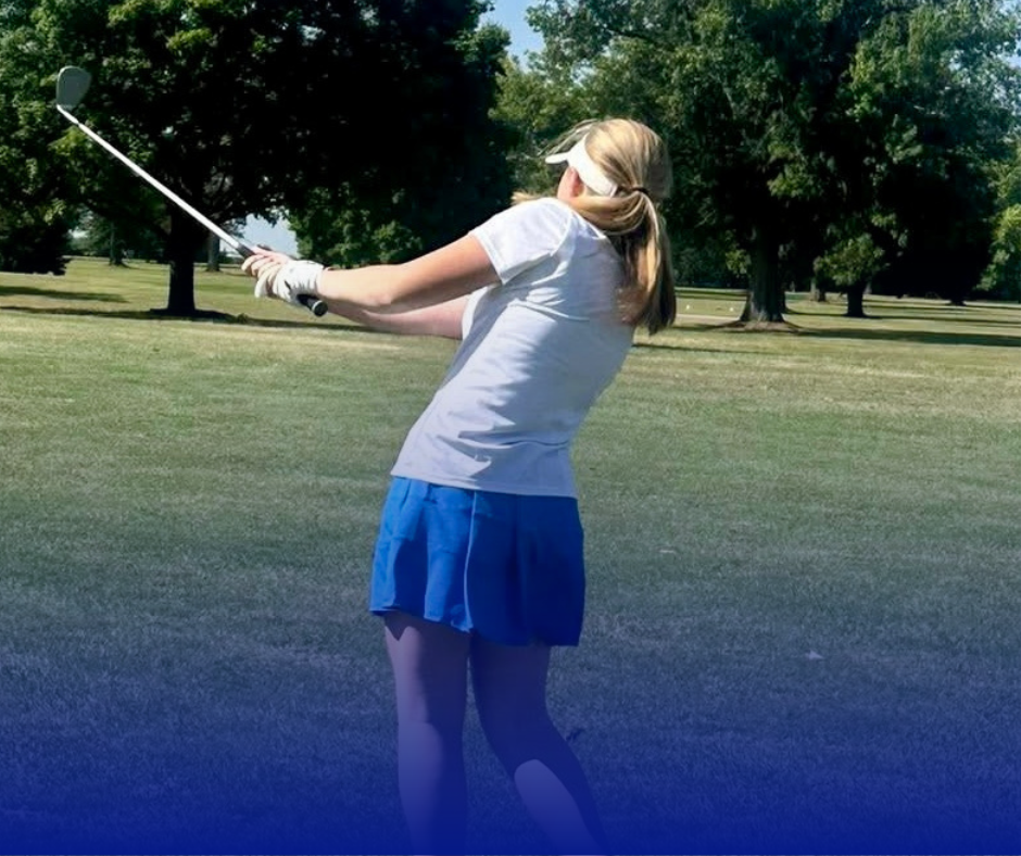 Photo of a MMS student swinging a golf club
