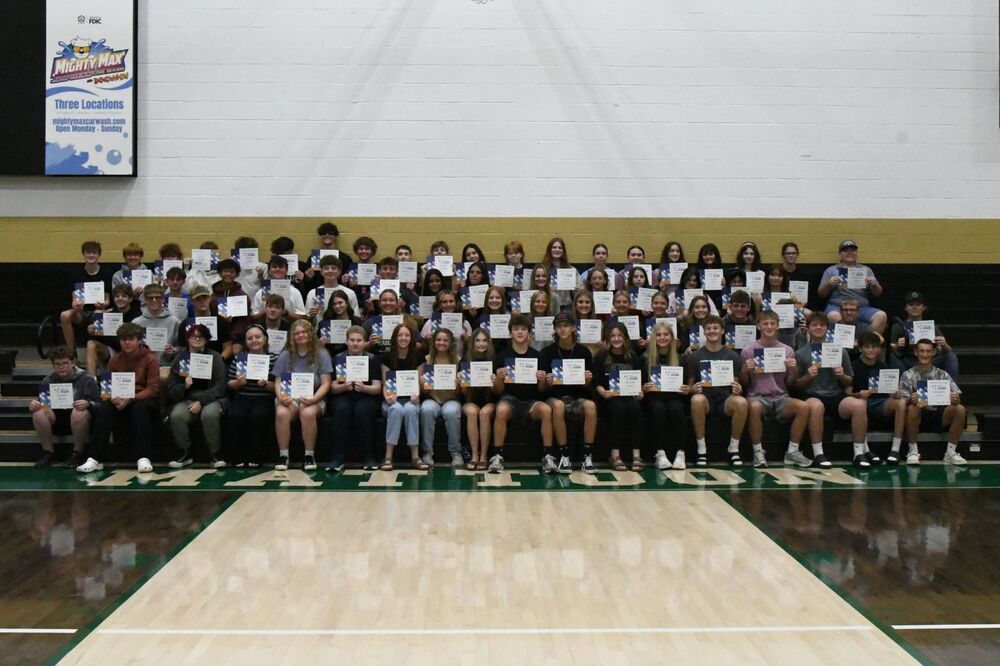 Rising Star Award Winners group photo in the gym