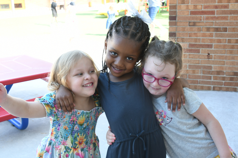 three preschoolers posing for a photo at Franklin