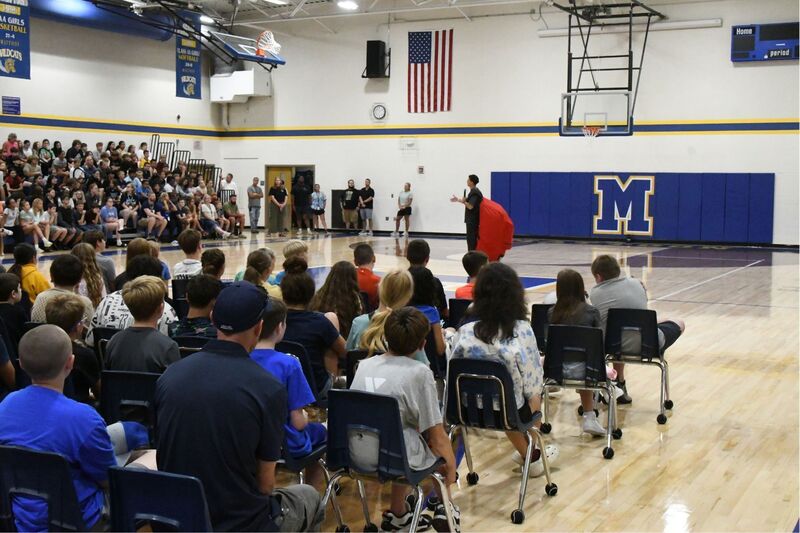 Sam Demma speaking to a group of students at MMS