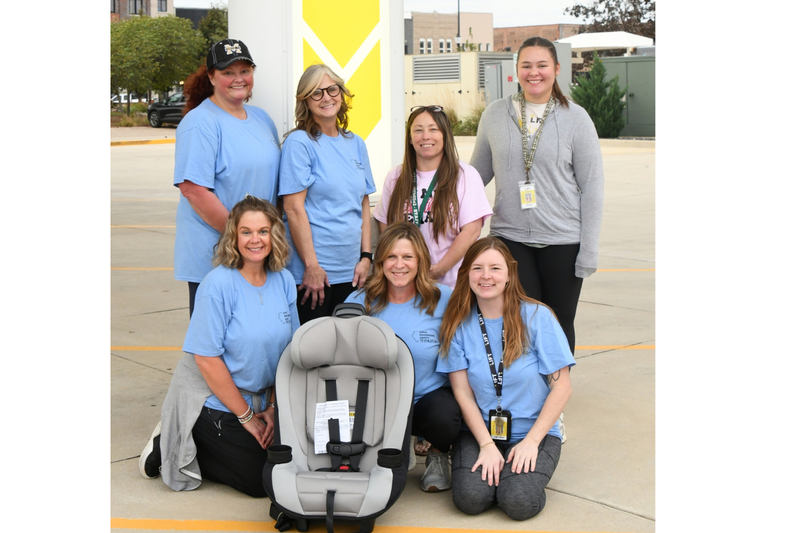 Birth to 3 students at the car seat check event