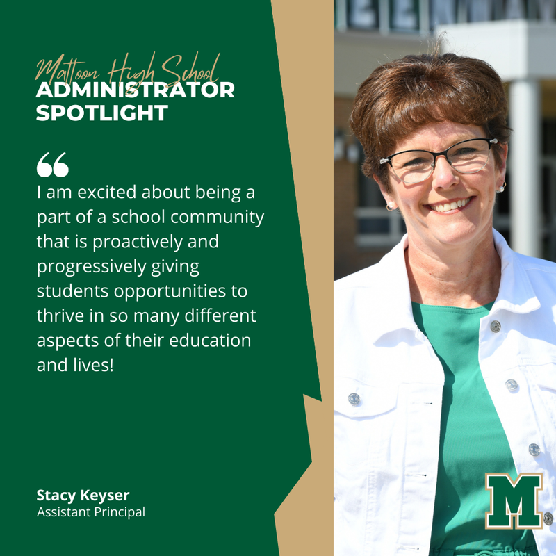 Graphic and photo of new MMS Assistant Principal Stacy Keyser