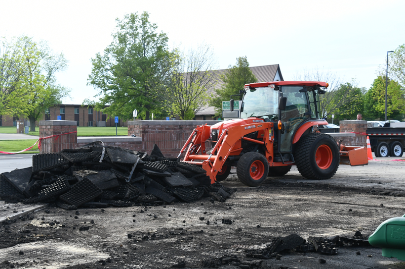 Photo of the old kindergarten playground under construction at Williams