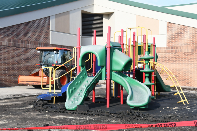 Photo of the old kindergarten playground under construction at Williams