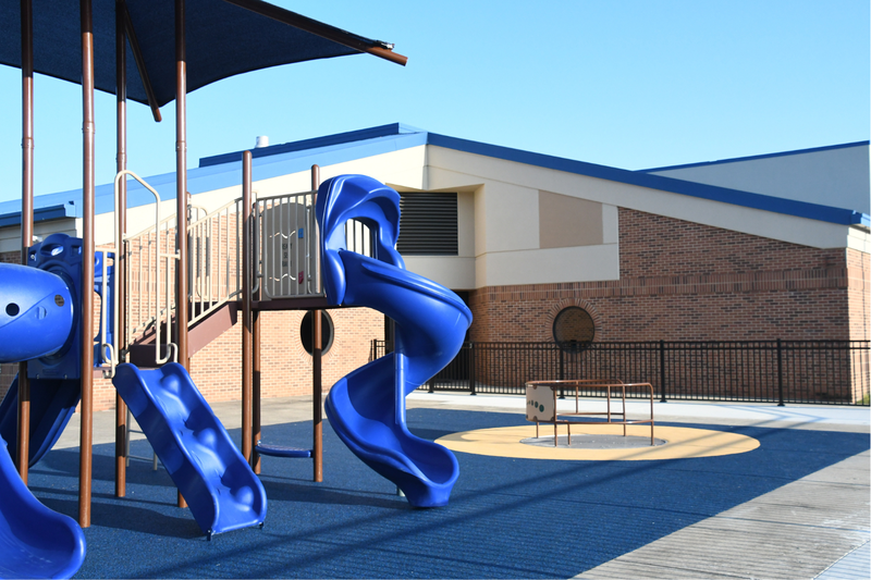 Photo of the updated playground equipment for kindergarteners at Riddle