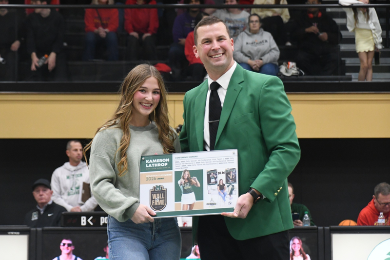 Trent Duckett with Kamron Lathrop presenting his Wall of Fame Plaque