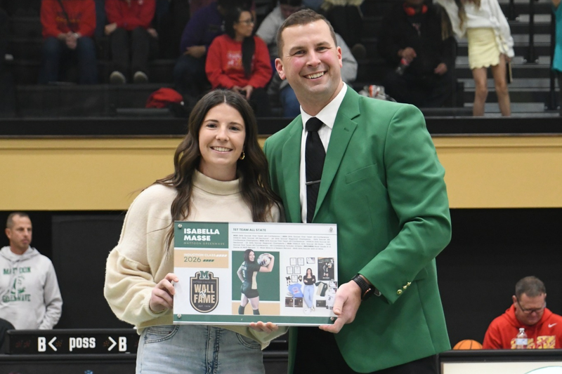 Trent Duckett with Isabella Masse presenting his Wall of Fame Plaque
