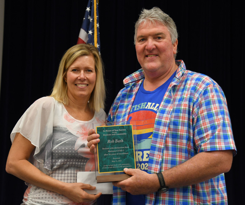 Retiree Rob Bath, right, and Board Member Ashli Overton Retiree Rob Bath, right, and Board Member Ashli Overton