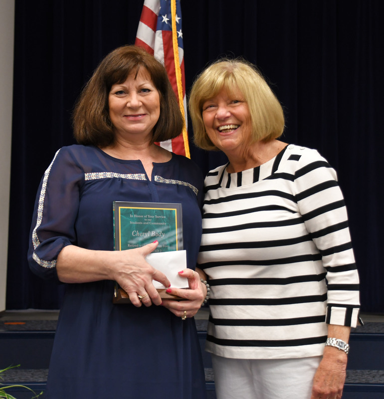 Retiree Cheryl Body, left, and Board Secretary Susan Braun Retiree Cheryl Body, left, and Board Secretary Susan Braun