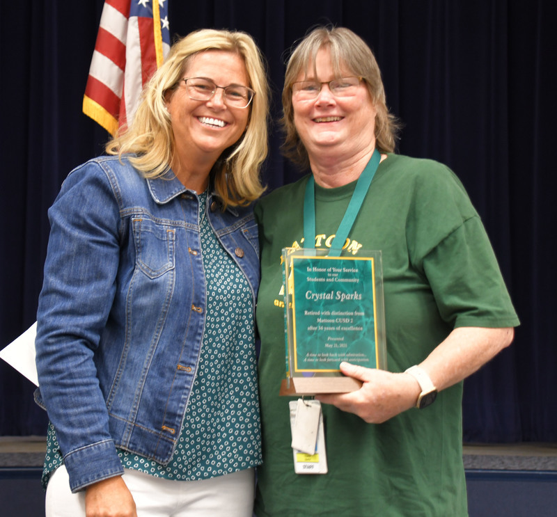 Retiree Crystal Sparks, right, and Board Member Heidi Larson Retiree Crystal Sparks, right, and Board Member Heidi Larson