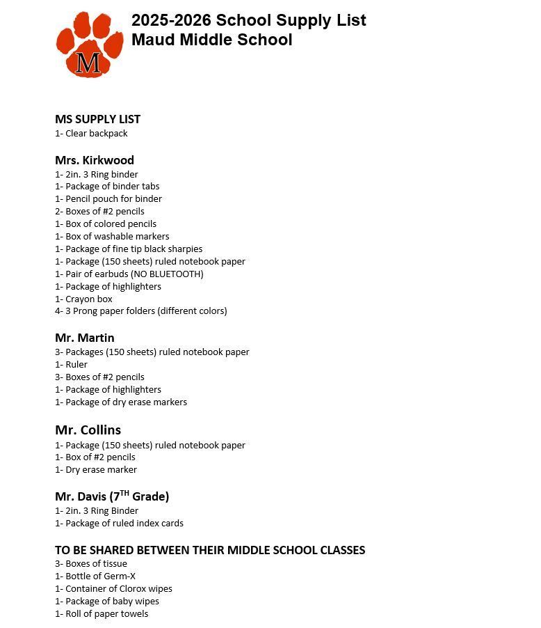 MS SUPPLY LIST
