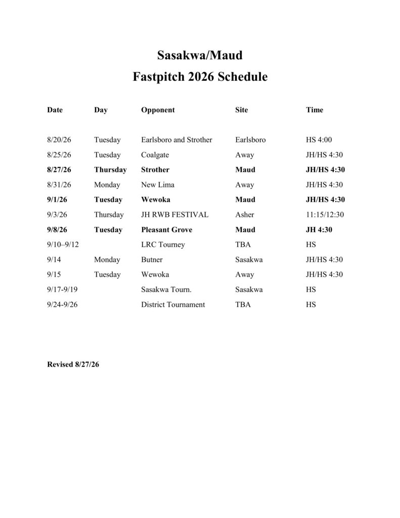 New Softball Schedule