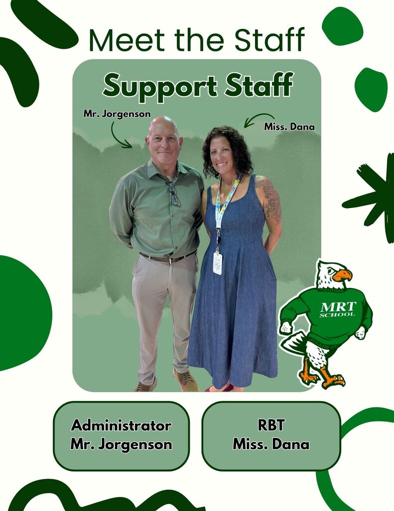 Administrators: Mrs. Cassady + Dr. Cohen Support Staff: Mr. Jorgenson, Miss. Dana, Mr. Tom, Mr. Camac, Ms. Sue + Ms. Carrie