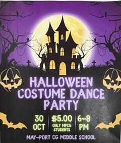 Middle School Halloween Dance - Friday, October 30 from 6pm-8pm. Open to MPCG middle school students.