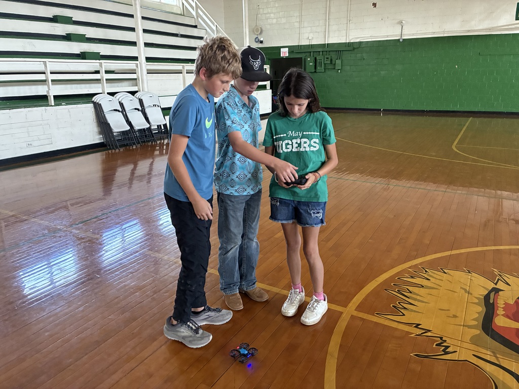 Sixth Grade STEM Class learning how to operate drones.